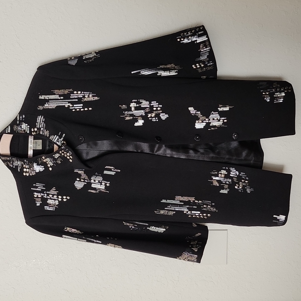 Black coat with silver sequins and embelishments